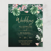 LeahG Tropical Green Pink Floral Leaf Wedding (Voorkant)
