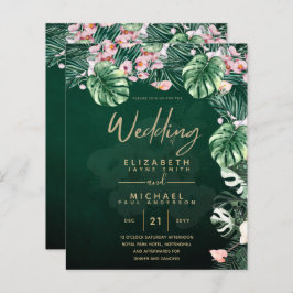 LeahG Tropical Green Pink Floral Leaf Wedding