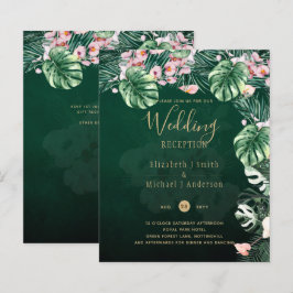 LeahG Tropical Green Pink Floral Leaf Wedding
