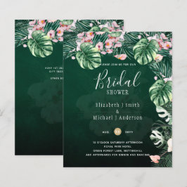 LeahG Tropical Green Pink Floral Leaf Wedding