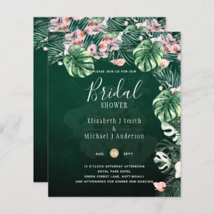 LeahG Tropical Green Pink Floral Leaf Wedding
