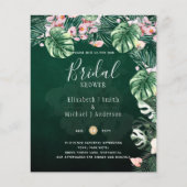 LeahG Tropical Green Pink Floral Leaf Wedding Flyer (Voorkant)