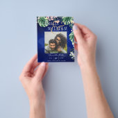 LeahG Tropisch Blauw Groen Roze Bloem Bruiloft Flyer (Hand)