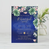 LeahG Tropisch Blauw Groen Roze Bloem Bruiloft Kaart (Staand voorkant)