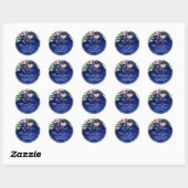 LeahG Tropisch Blauw Groen Roze Bloem Bruiloft Ronde Sticker (Vel)