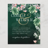 LeahG Tropisch Groen Roze Botanisch Trouwen (Voorkant)