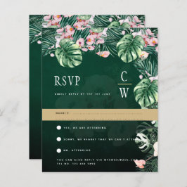 LeahG Tropisch Groen Roze Botanisch Trouwen