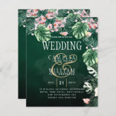 LeahG Tropisch Groen Roze Botanisch Trouwen (Voorkant / Achterkant)