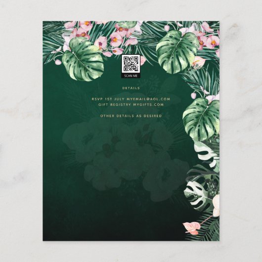LeahG Tropisch Groen Roze Botanisch Trouwen Flyer (Achterkant)