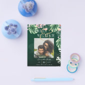 LeahG Tropisch Groen Roze Botanisch Trouwen Flyer (Enkel)