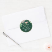 LeahG Tropisch Groen Roze Botanisch Trouwen Ronde Sticker (Envelop)