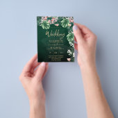 LeahG Tropisch groene roze bloemige blad bruiloft Flyer (Hand)