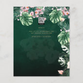 LeahG Tropisch groene roze bloemige blad bruiloft Flyer (Achterkant)