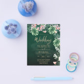 LeahG Tropisch groene roze bloemige blad bruiloft Flyer (Enkel)