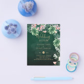 LeahG Tropisch groene roze bloemige blad bruiloft Flyer (Enkel)