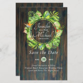 LeahG Tropische Bladeren Strand Bruiloft Save the (Voorkant / Achterkant)