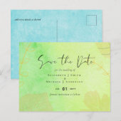 LeahG Trouwfeest op een budget Aquarel Groen Turko Briefkaart (Voorkant / Achterkant)