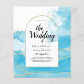 LeahG Turquoise Gold Aqua Blue Wedding INVITE Flyer (Voorkant)