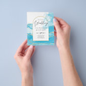 LeahG Turquoise Gold Aqua Blue Wedding INVITE Flyer (Hand)