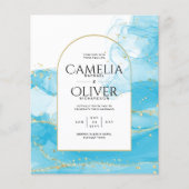 LeahG Turquoise Gold Aqua Blue Wedding INVITE Flyer (Voorkant)