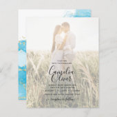 LeahG Turquoise Goud Aqua Blauw Trouw UITNODIGING (Voorkant / Achterkant)