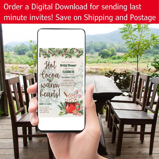 LeahG Warme Cacao Hartelijke Winter Bruiloft Feest Kaart