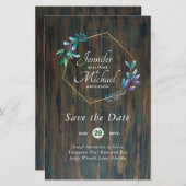 LeahG Watercolor Leaves Modern Trouwdatum Trouwen (Voorkant / Achterkant)