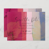 LeahG Waterverf Paars Blue Wedding Save Dates Briefkaart (Voorkant / Achterkant)