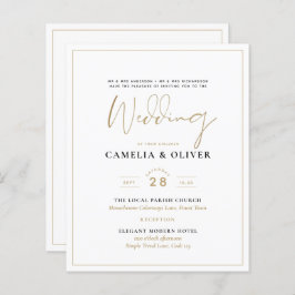 LeahG White Gold Classic Typography Wedding Invite