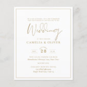 LeahG White Gold Classic Typography Wedding Invite (Voorkant)