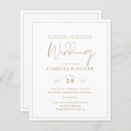 LeahG White Gold Classic Typography Wedding Invite