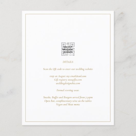 LeahG White Gold Classic Typography Wedding Invite (Achterkant)