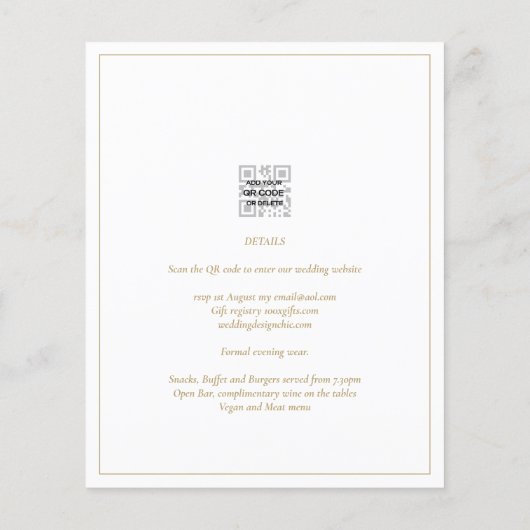 LeahG White Gold Classic Typography Wedding Invite Flyer (Achterkant)
