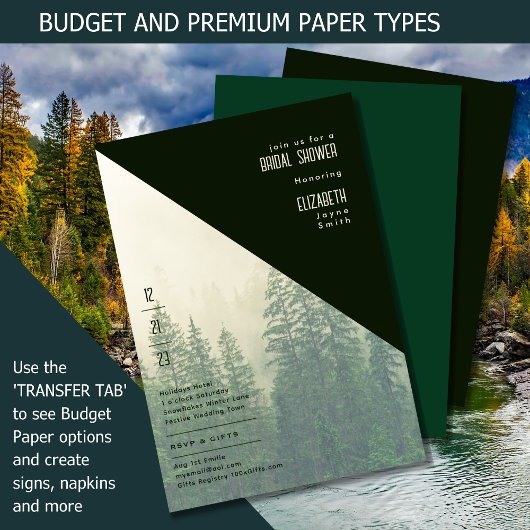 LeahG Winter Bruidsjurk dennenbomen Uitnodiging