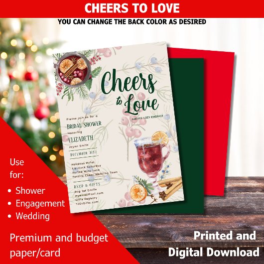 LeahG Winter Cheer Mulled Wijn Douche Bruiloft Kaart