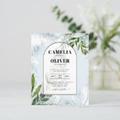 LeahG Winter Huwelijk Aqua Blauwe Groene UITNODIGI (Staand voorkant)