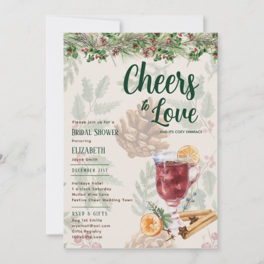 LeahG Winter Voorglühte Wijn Proost op de Liefde B Kaart (Voorkant)