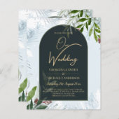 LeahG Winter Wedding Aqua Blue Green INVITE (Voorkant / Achterkant)