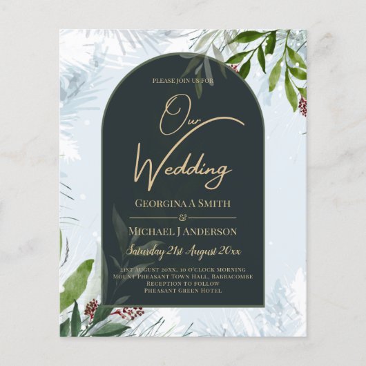LeahG Winter Wedding Aqua Blue Green INVITE (Voorkant)