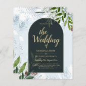 LeahG Winter Wedding Aqua Blue Green INVITE (Voorkant / Achterkant)