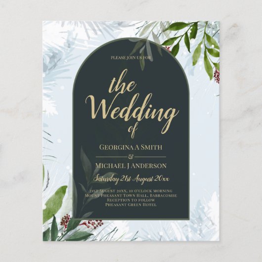 LeahG Winter Wedding Aqua Blue Green INVITE (Voorkant)