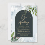 LeahG Winter Wedding Aqua Blue Green INVITE Kaart (Voorkant)