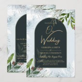LeahG Winter Wedding Aqua Blue Green INVITE Kaart (Voorkant / Achterkant)