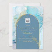 LeahG Zee Glas Goud Inkt Aqua Blauwe Trouw UITNODI Kaart (Achterkant)