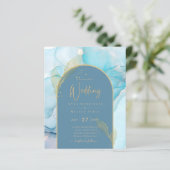 LeahG Zee Glas Gouden Inkt Aqua Blauwe Trouw UITNO (Staand voorkant)