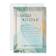 LeahG Zee Glas Teal Goud INK Trouw UITNODIGING