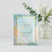 LeahG Zee Glas Teal Goud INK Trouw UITNODIGING (Staand voorkant)