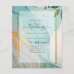LeahG Zee Glas Teal Goud INK Trouw UITNODIGING Flyer
