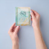 LeahG Zee Glas Teal Goud INK Trouw UITNODIGING Flyer (Hand)