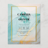 LeahG Zee Glas Turkoois Goud INK Trouw UITNODIGING (Voorkant)